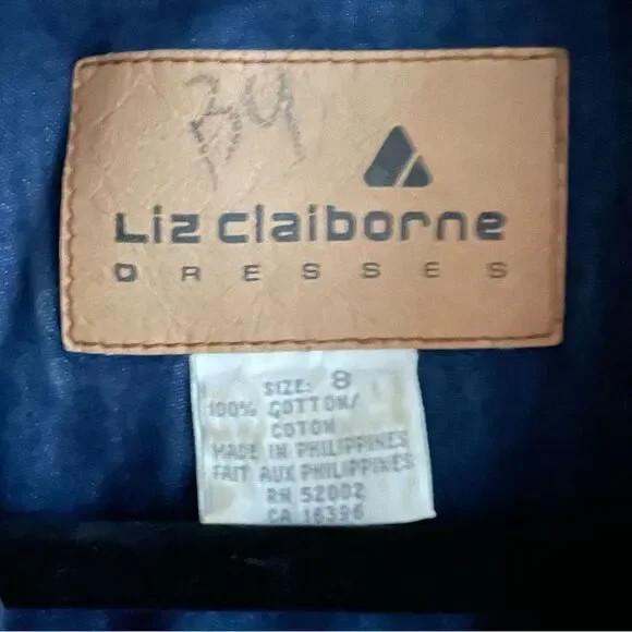 (SOLD) LIZ CLAIBORNE VINTAGE Western Denim Long Sleeve Midi Dress Blue Brown 8 - Picture 7 of 7